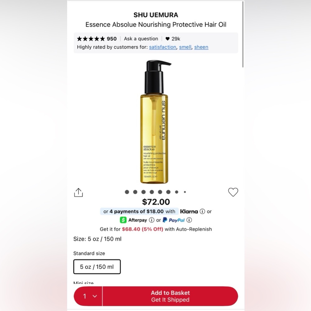 Shu Uemura Essence Absolue Nourishing Protective Hair Oil 150ml New - Picture 5 of 16